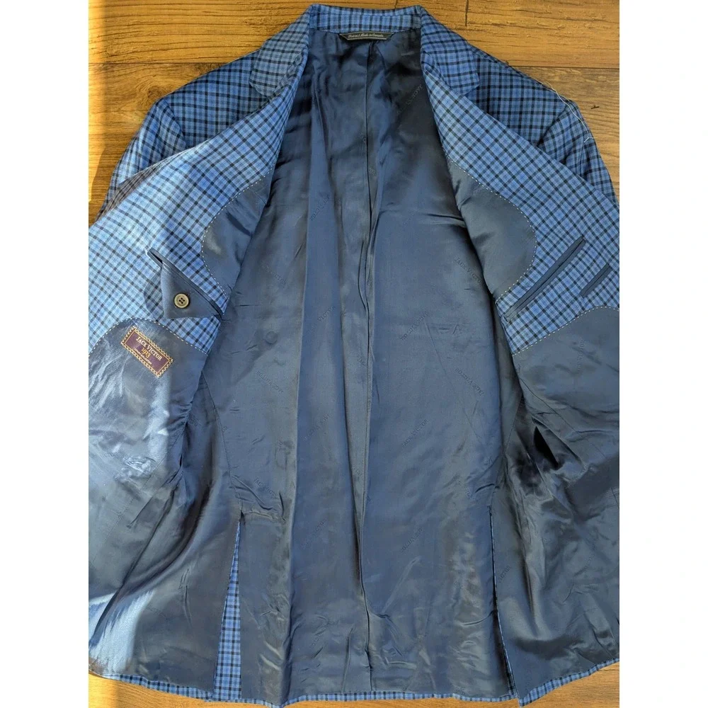NWT Jack‎ Victor 1913 Luxury Collection Blue Plaid Blazer 40R Made in Canada